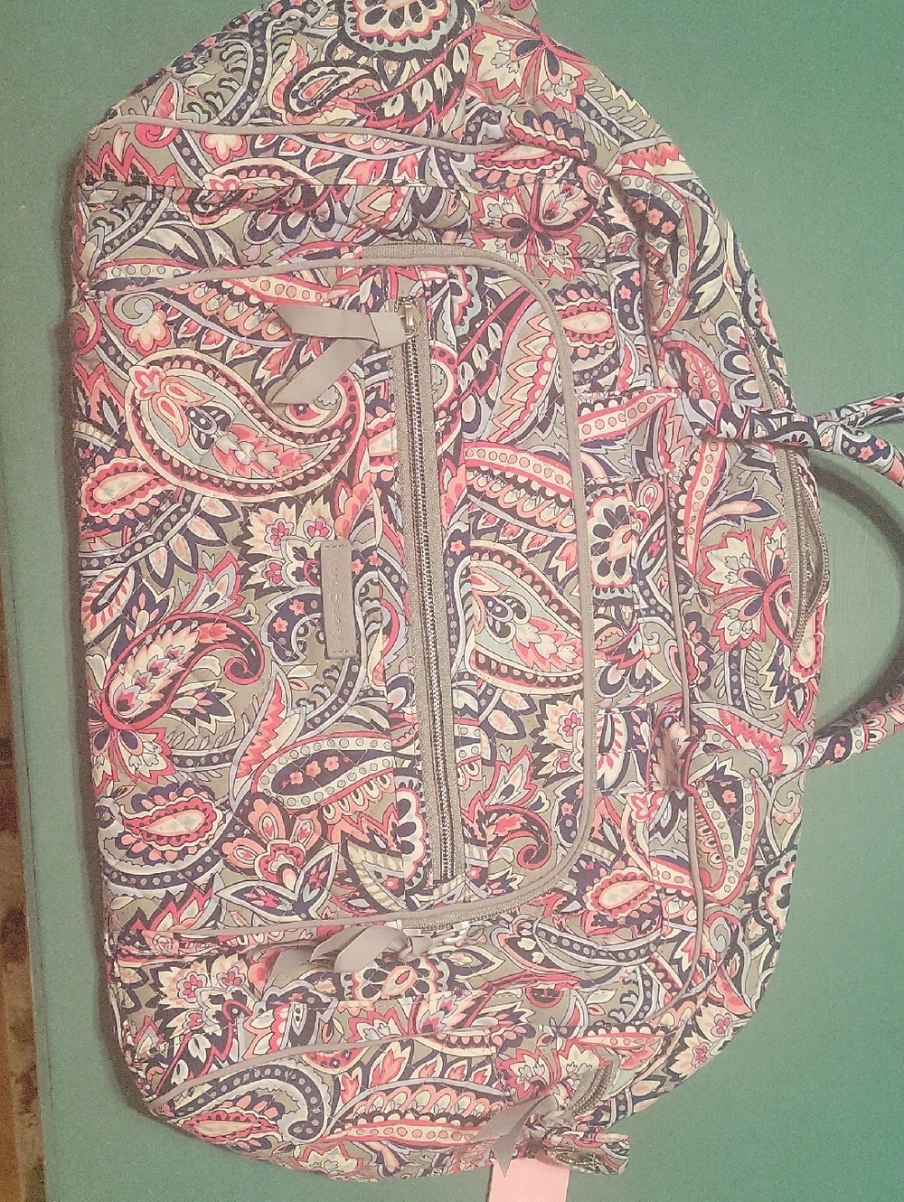 Women’s Paisley Tote Bag in Pink and Gray - Lightweight Everyday Bag